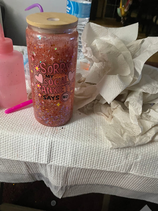 16oz snow globe cup with straw