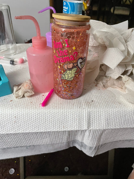 16oz snow globe cup with straw