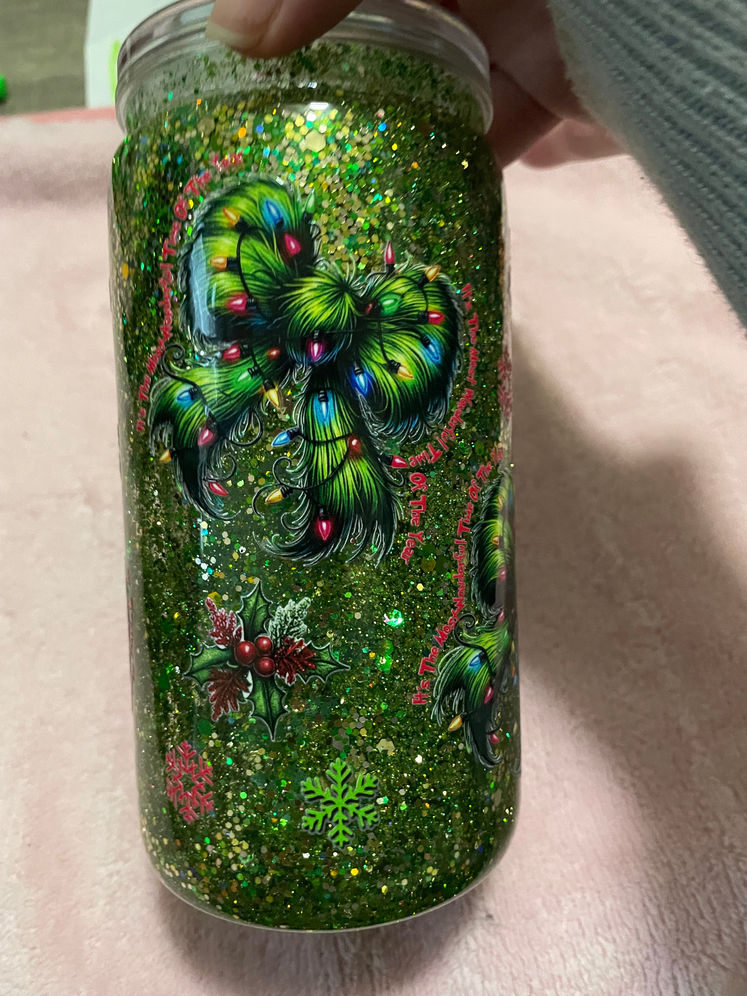 16oz acrylic Christmas bow cup