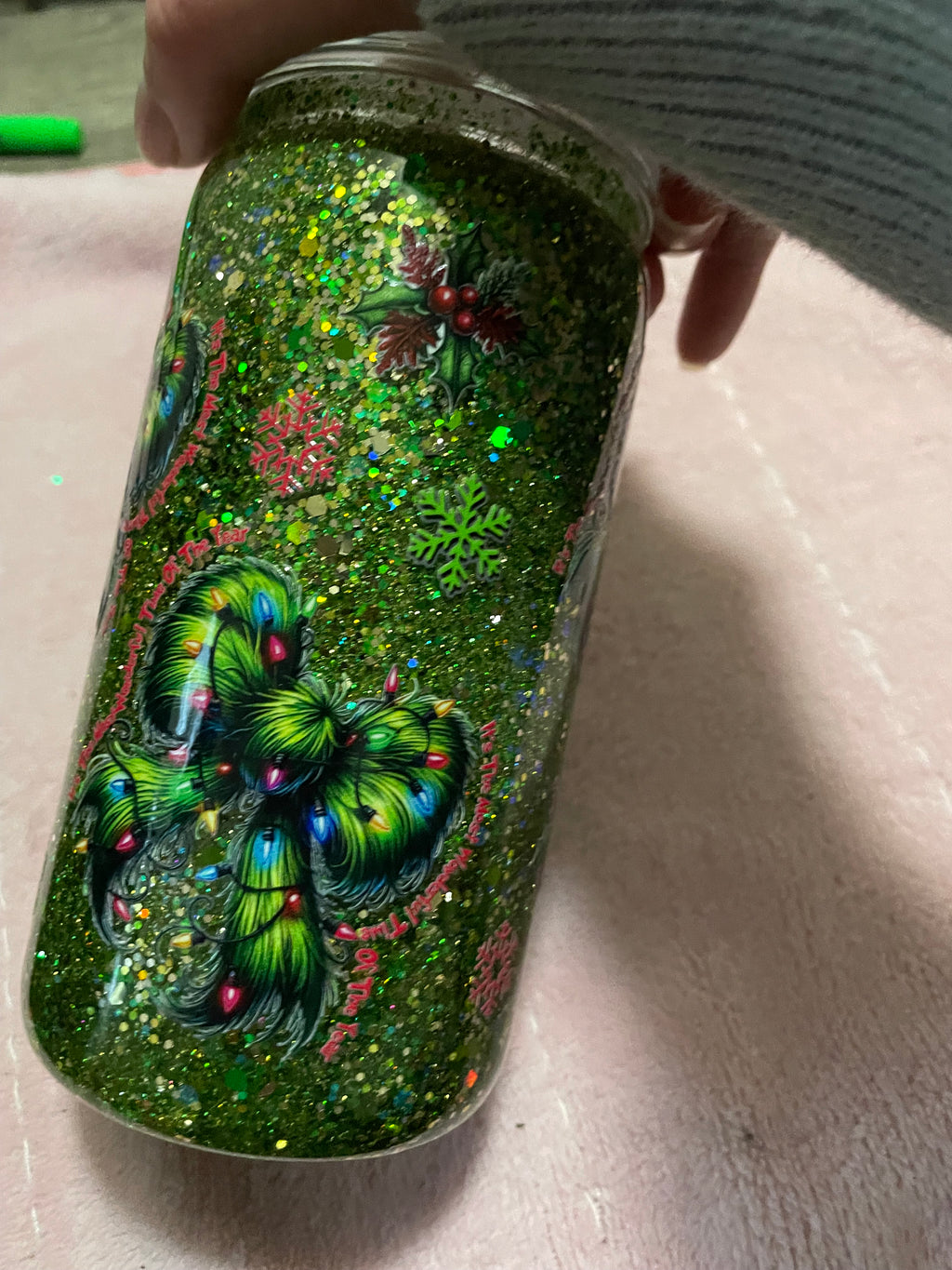 16oz acrylic Christmas bow cup