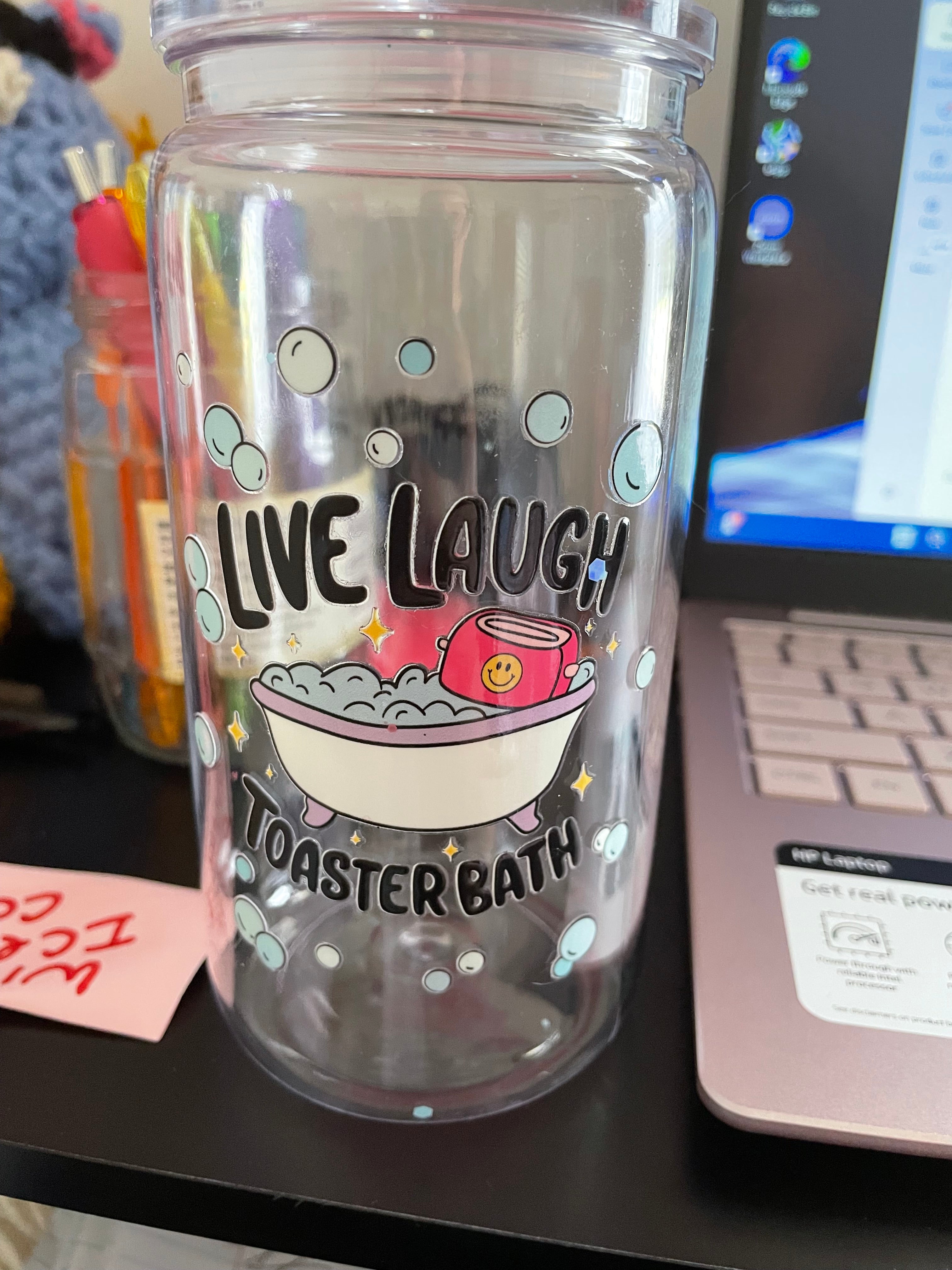 Live laugh toaster bath can cup