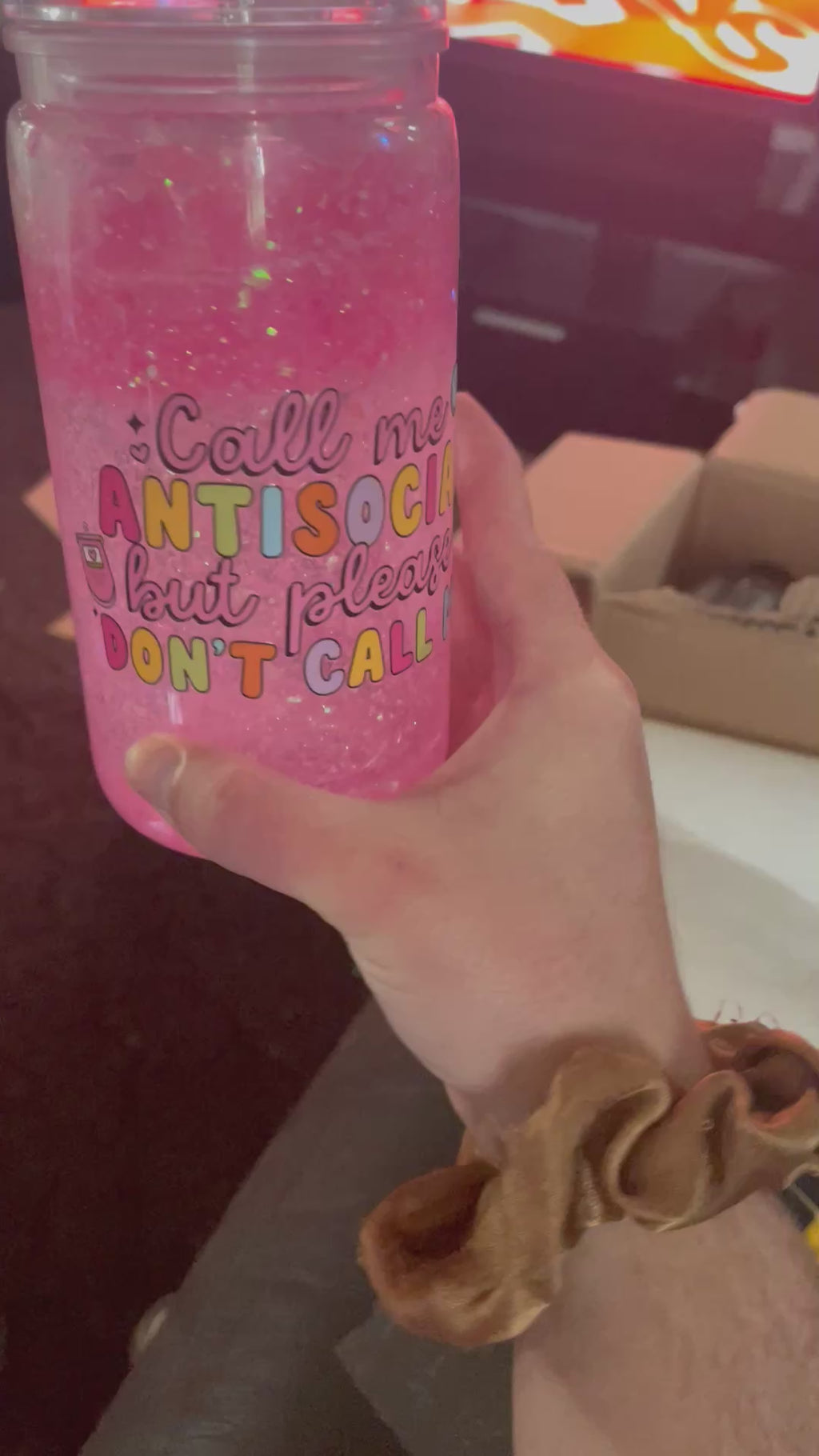 social 16 oz plastic snow globe cup