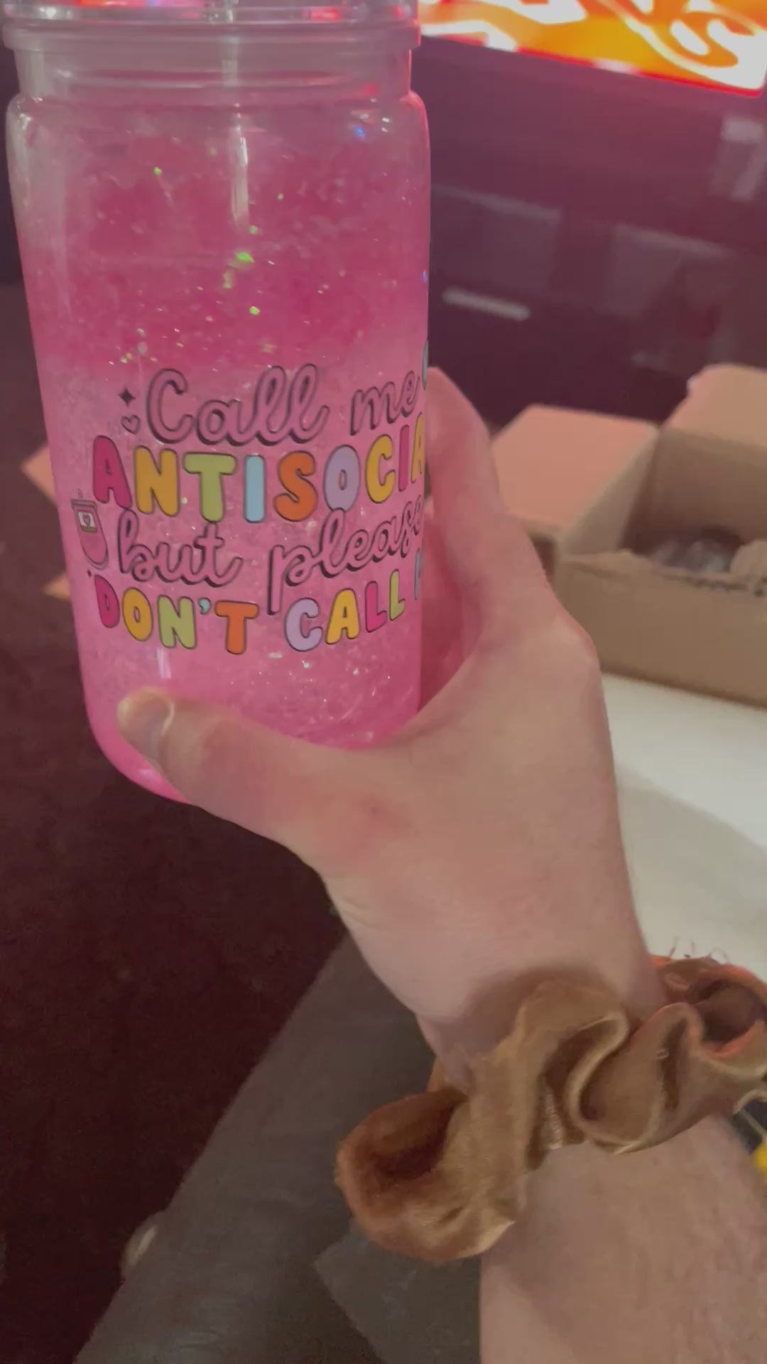 social 16 oz plastic snow globe cup
