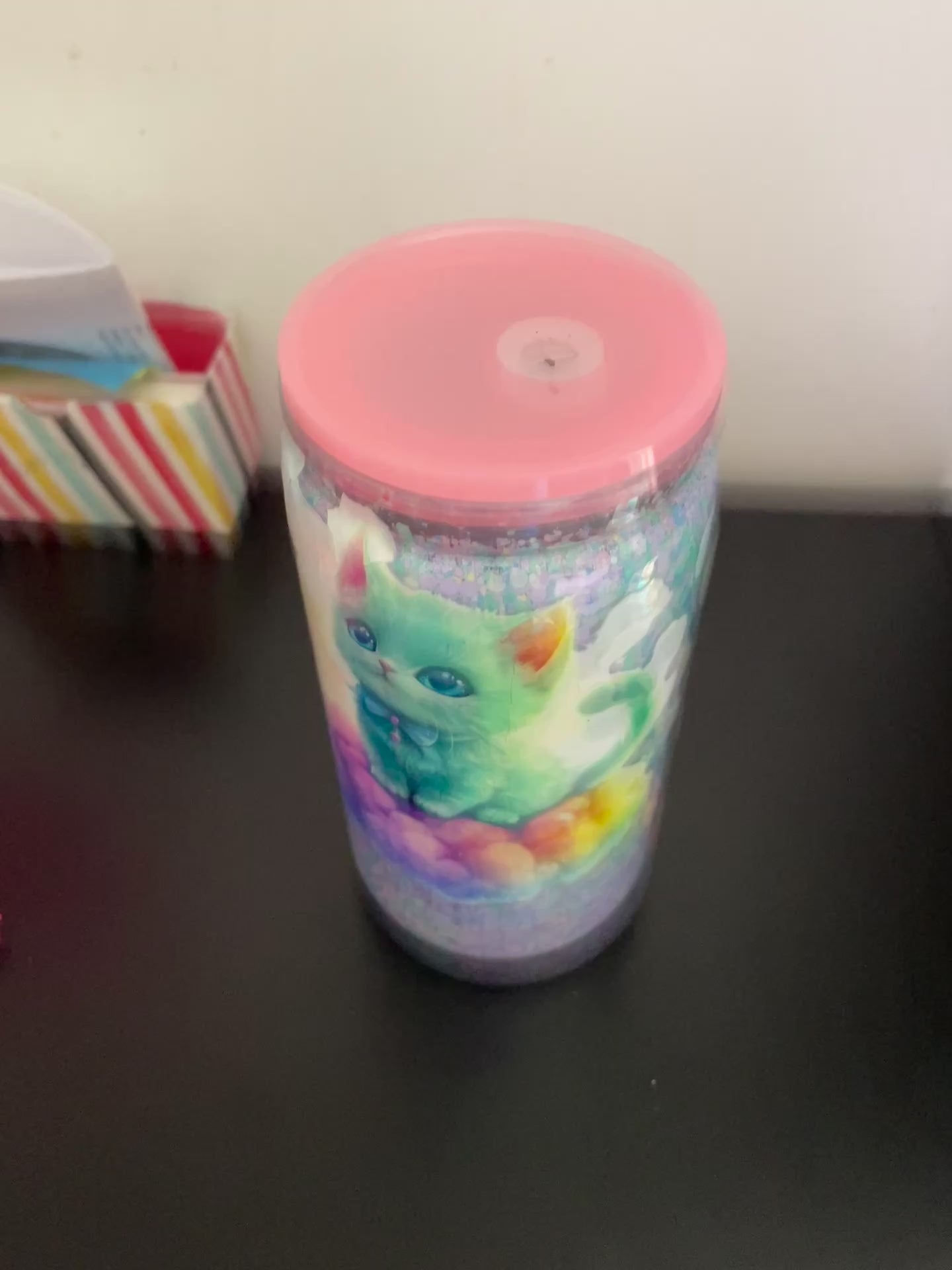 Rainbow kitty 16oz acrylic cup